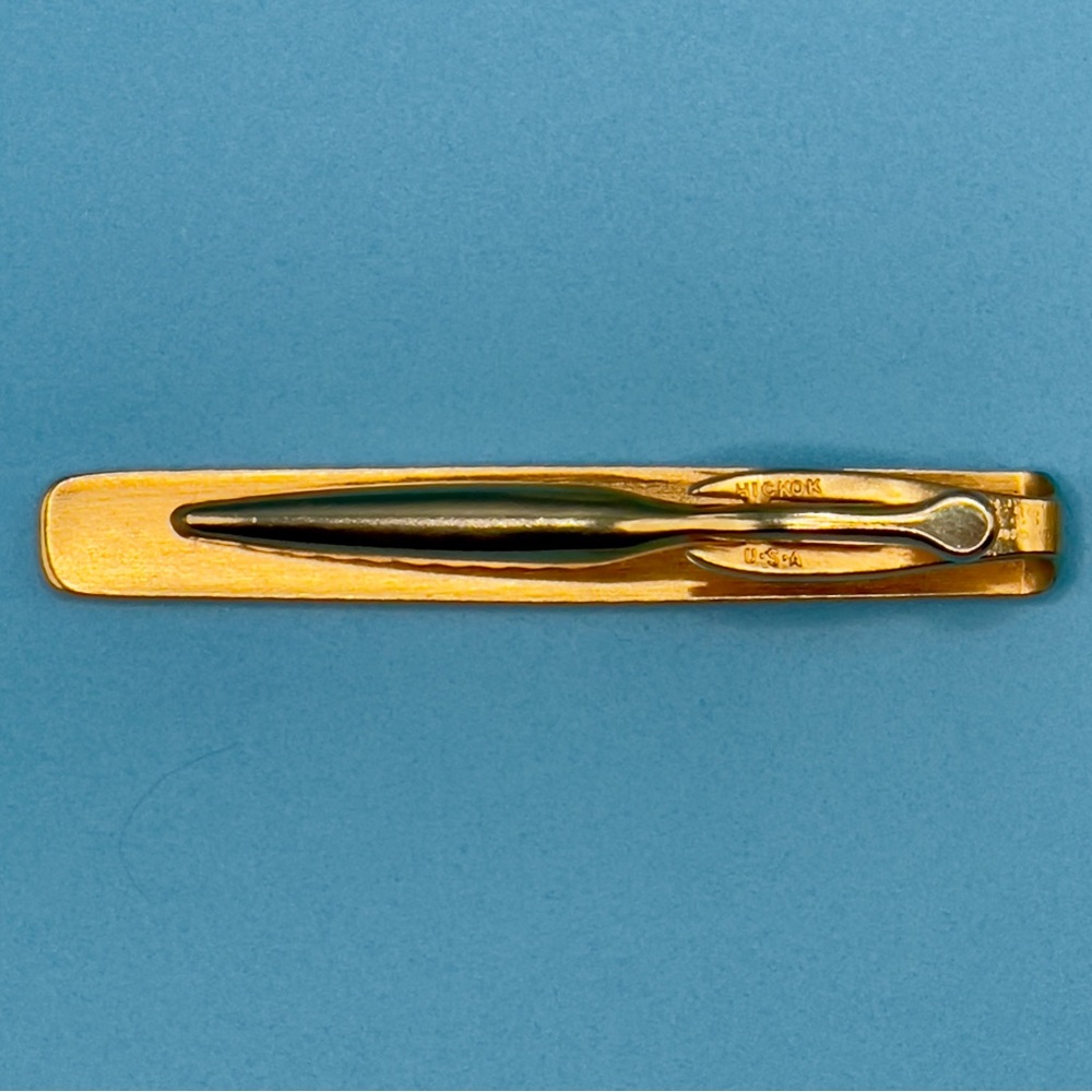 Vintage Hickok U.S.A. gold-tone basketweave tie clip in excellent condition✨ - Picture 3 of 11